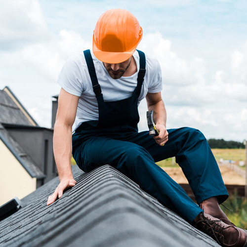 a worker providing a roof inspection