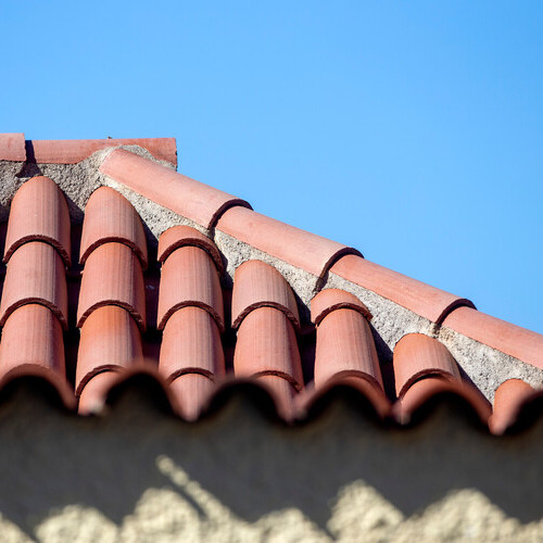 closeup of a tile roof